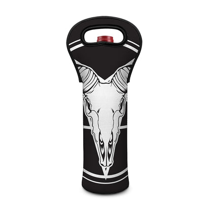 Satan Goat Skull Pentagram Print Single Neoprene Wine Tote