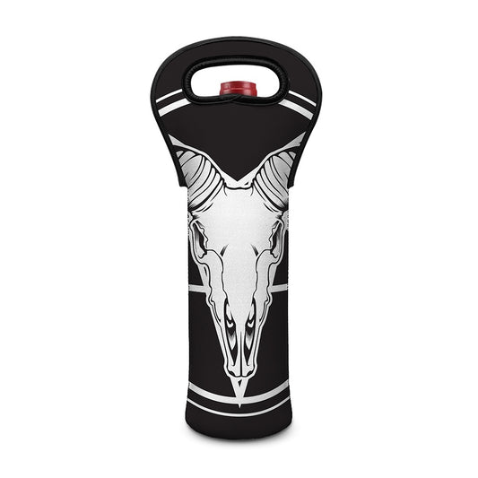 Satan Goat Skull Pentagram Print Single Neoprene Wine Tote