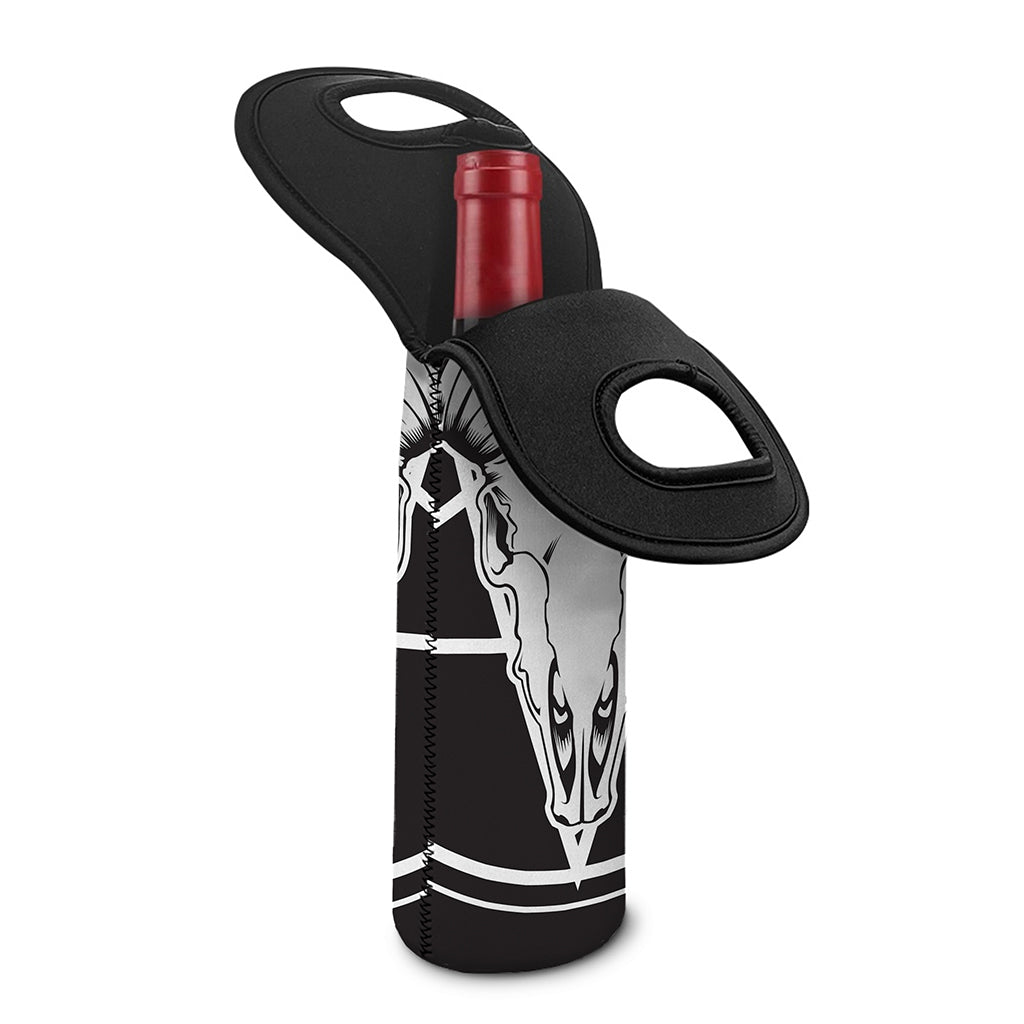 Satan Goat Skull Pentagram Print Single Neoprene Wine Tote