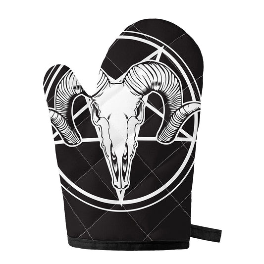 Satan Goat Skull Pentagram Print Single Oven Mitt