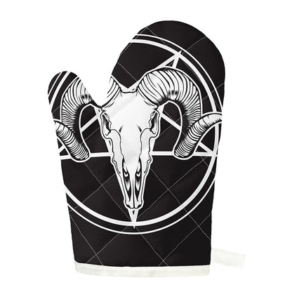 Satan Goat Skull Pentagram Print Single Oven Mitt