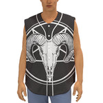 Satan Goat Skull Pentagram Print Sleeveless Baseball Jersey