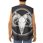 Satan Goat Skull Pentagram Print Sleeveless Baseball Jersey