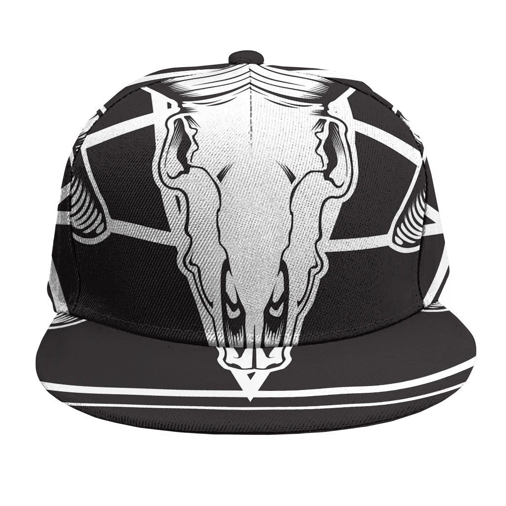 Satan Goat Skull Pentagram Print Snapback Cap