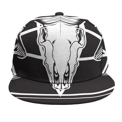 Satan Goat Skull Pentagram Print Snapback Cap