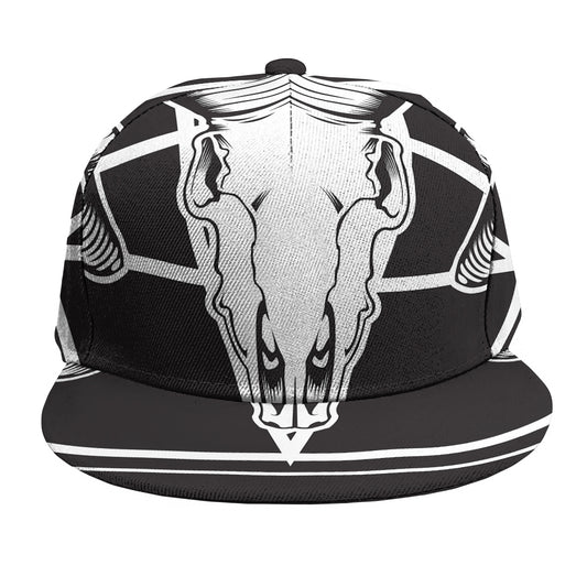 Satan Goat Skull Pentagram Print Snapback Cap