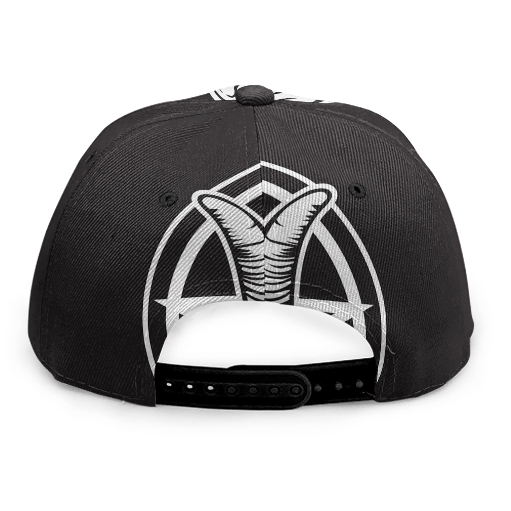 Satan Goat Skull Pentagram Print Snapback Cap