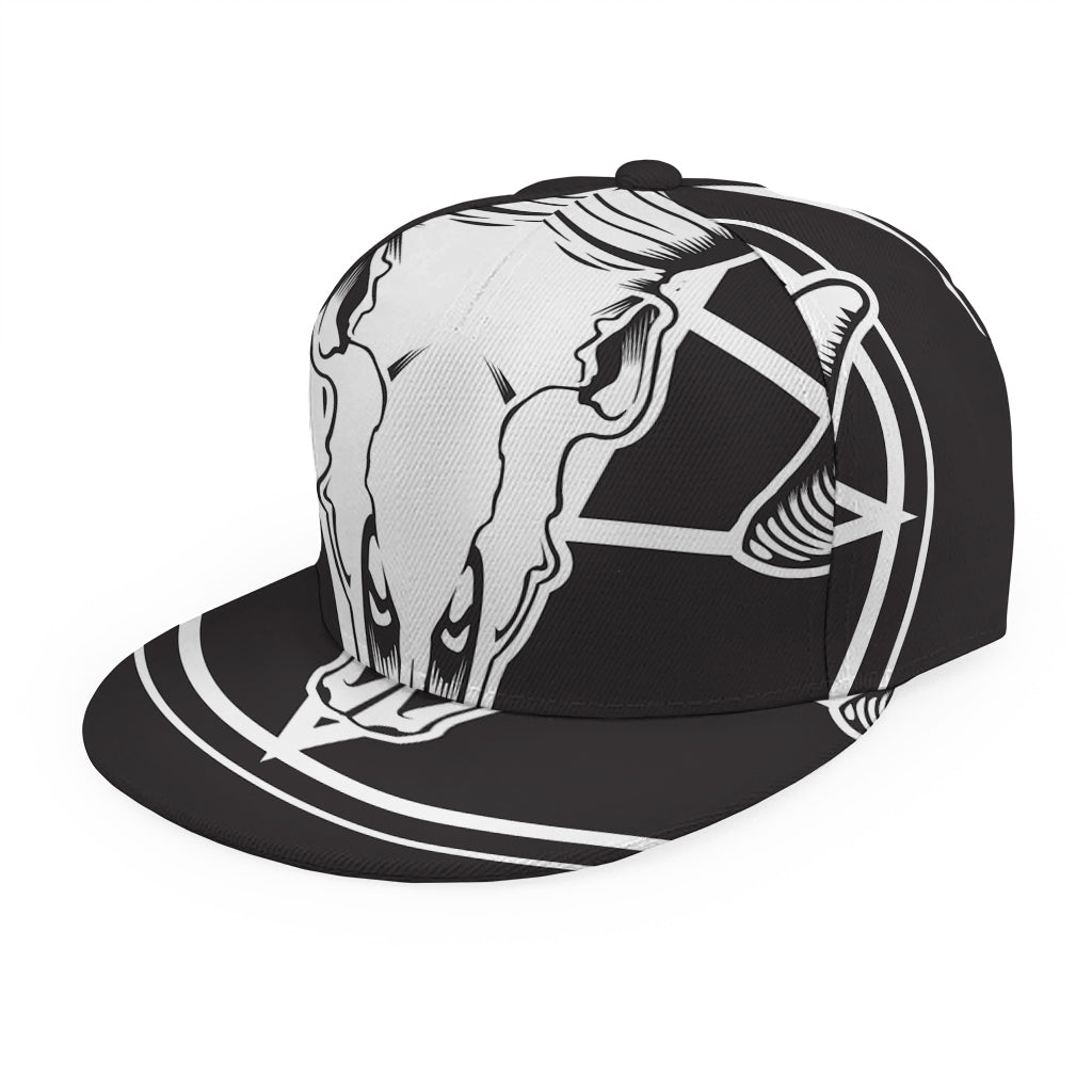 Satan Goat Skull Pentagram Print Snapback Cap
