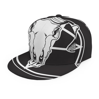 Satan Goat Skull Pentagram Print Snapback Cap