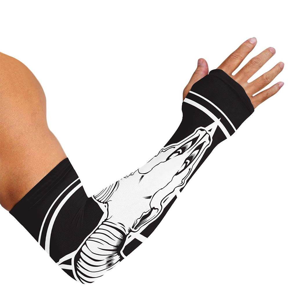Satan Goat Skull Pentagram Print Sun Protection Arm Sleeves