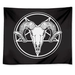 Satan Goat Skull Pentagram Print Tapestry