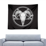 Satan Goat Skull Pentagram Print Tapestry