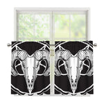 Satan Goat Skull Pentagram Print Tier Curtains