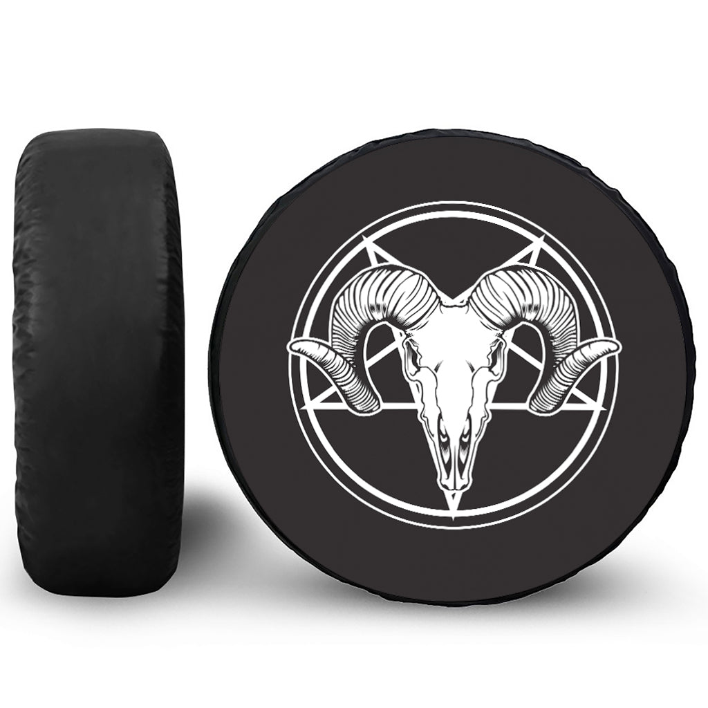 Satan Goat Skull Pentagram Print Tire Cover