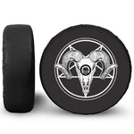 Satan Goat Skull Pentagram Print Tire Cover With Camera Hole
