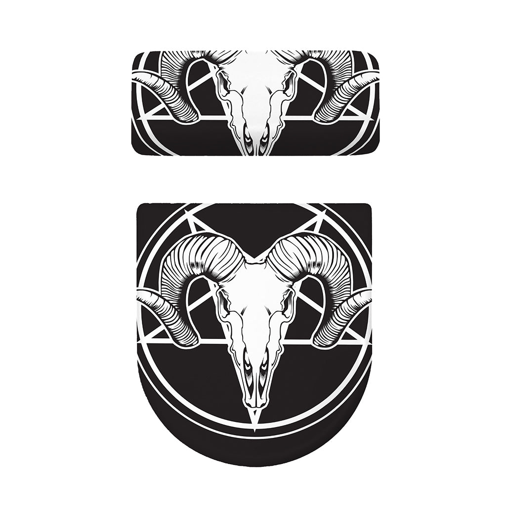 Satan Goat Skull Pentagram Print Toilet Lid And Tank Cover Set