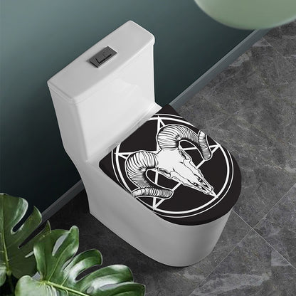Satan Goat Skull Pentagram Print Toilet Lid Cover