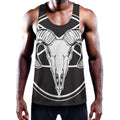 Satan Goat Skull Pentagram Print Men's Workout Tank Top
