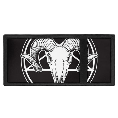 Satan Goat Skull Pentagram Print Trifold Wallet