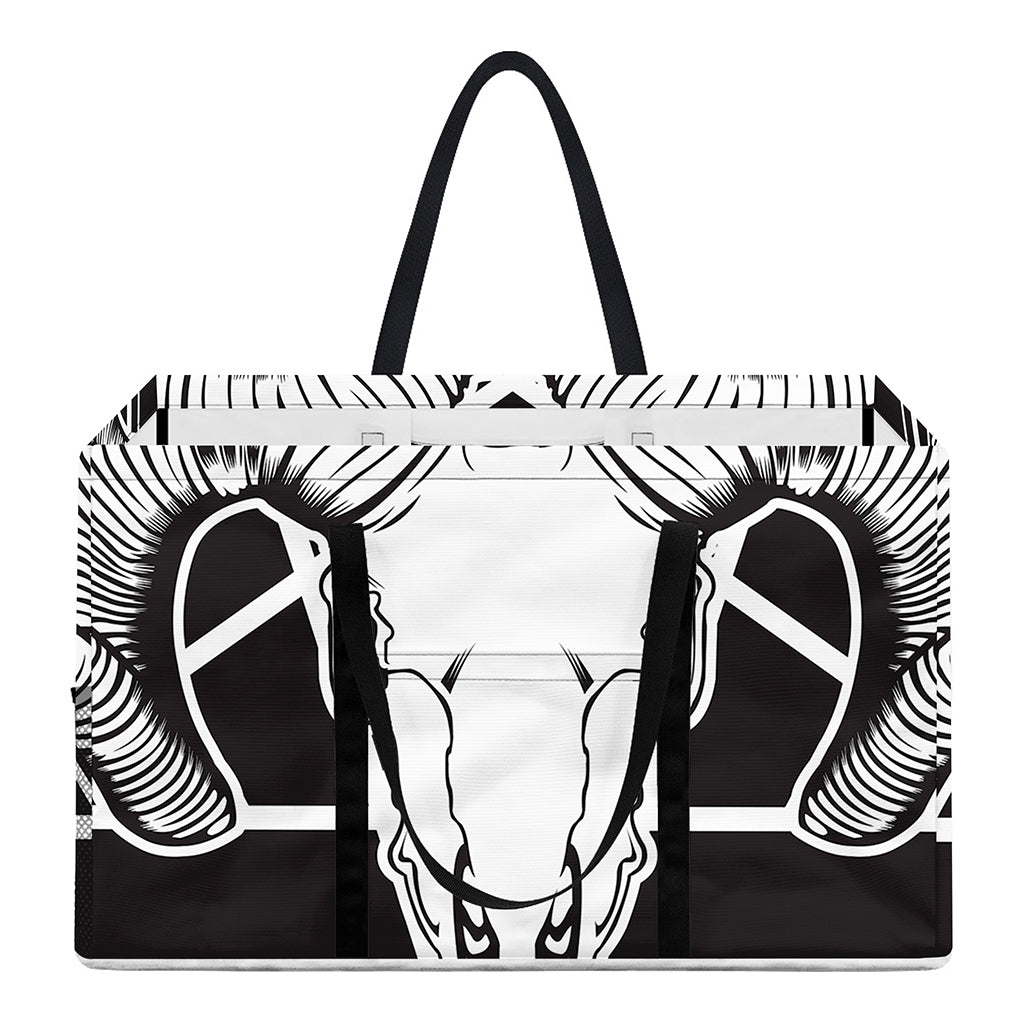 Satan Goat Skull Pentagram Print Utility Tote Bag