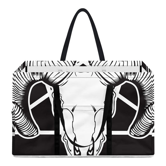 Satan Goat Skull Pentagram Print Utility Tote Bag