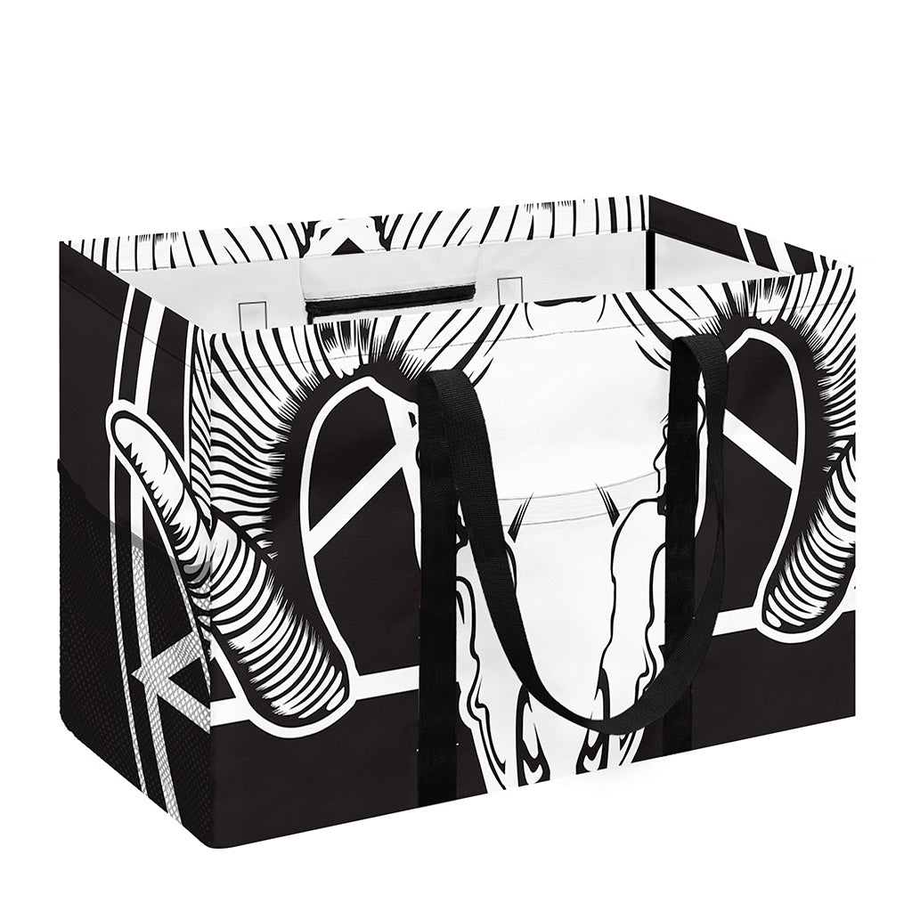 Satan Goat Skull Pentagram Print Utility Tote Bag