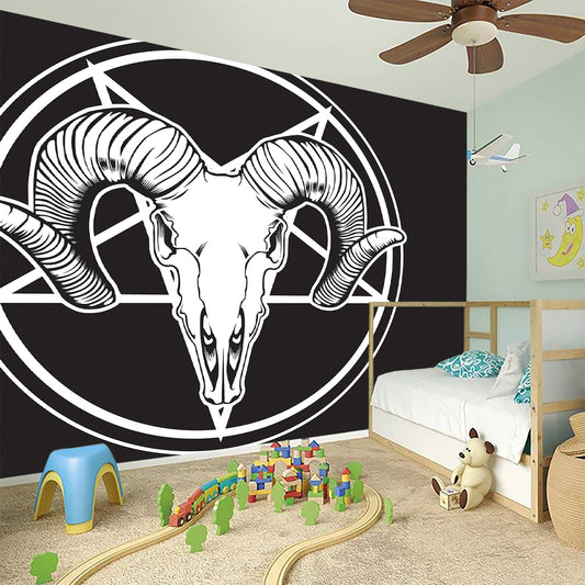 Satan Goat Skull Pentagram Print Wall Sticker