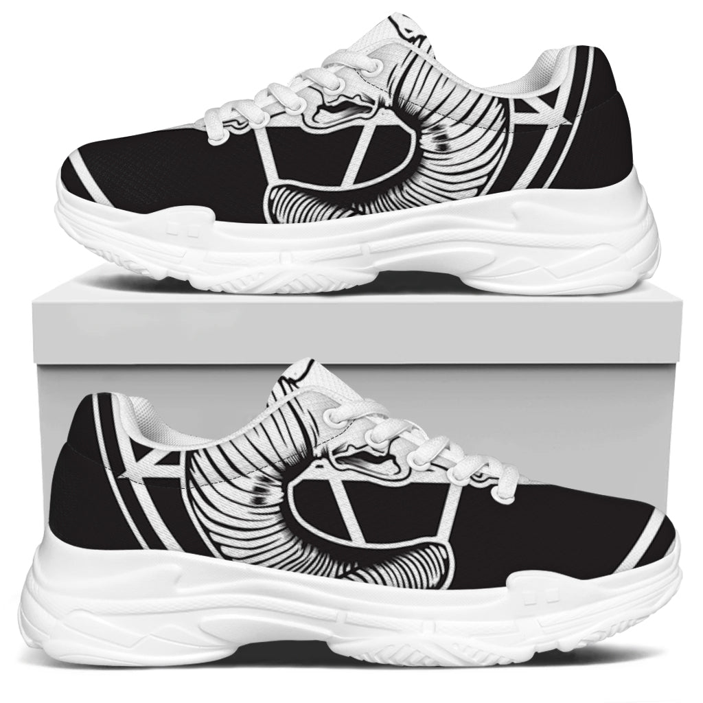 Satan Goat Skull Pentagram Print White Chunky Shoes