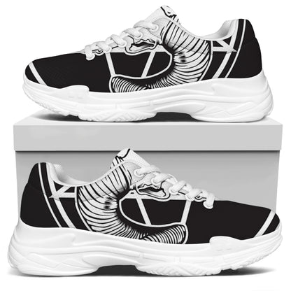 Satan Goat Skull Pentagram Print White Chunky Shoes