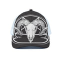Satan Goat Skull Pentagram Print White Mesh Trucker Hat