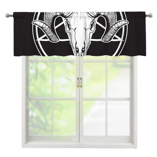 Satan Goat Skull Pentagram Print Window Valance