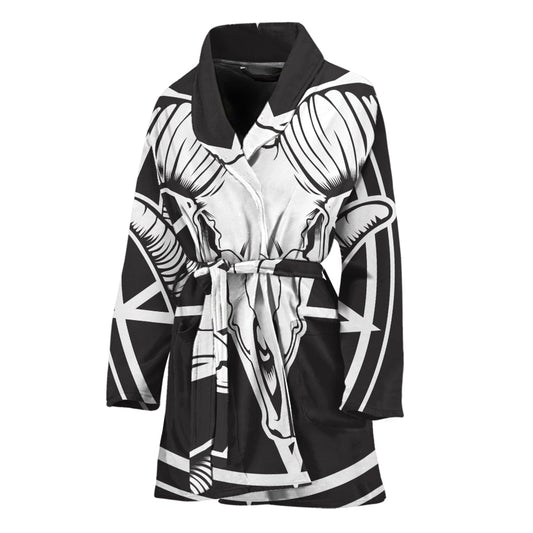 Satan Goat Skull Pentagram Print Women's Bathrobe
