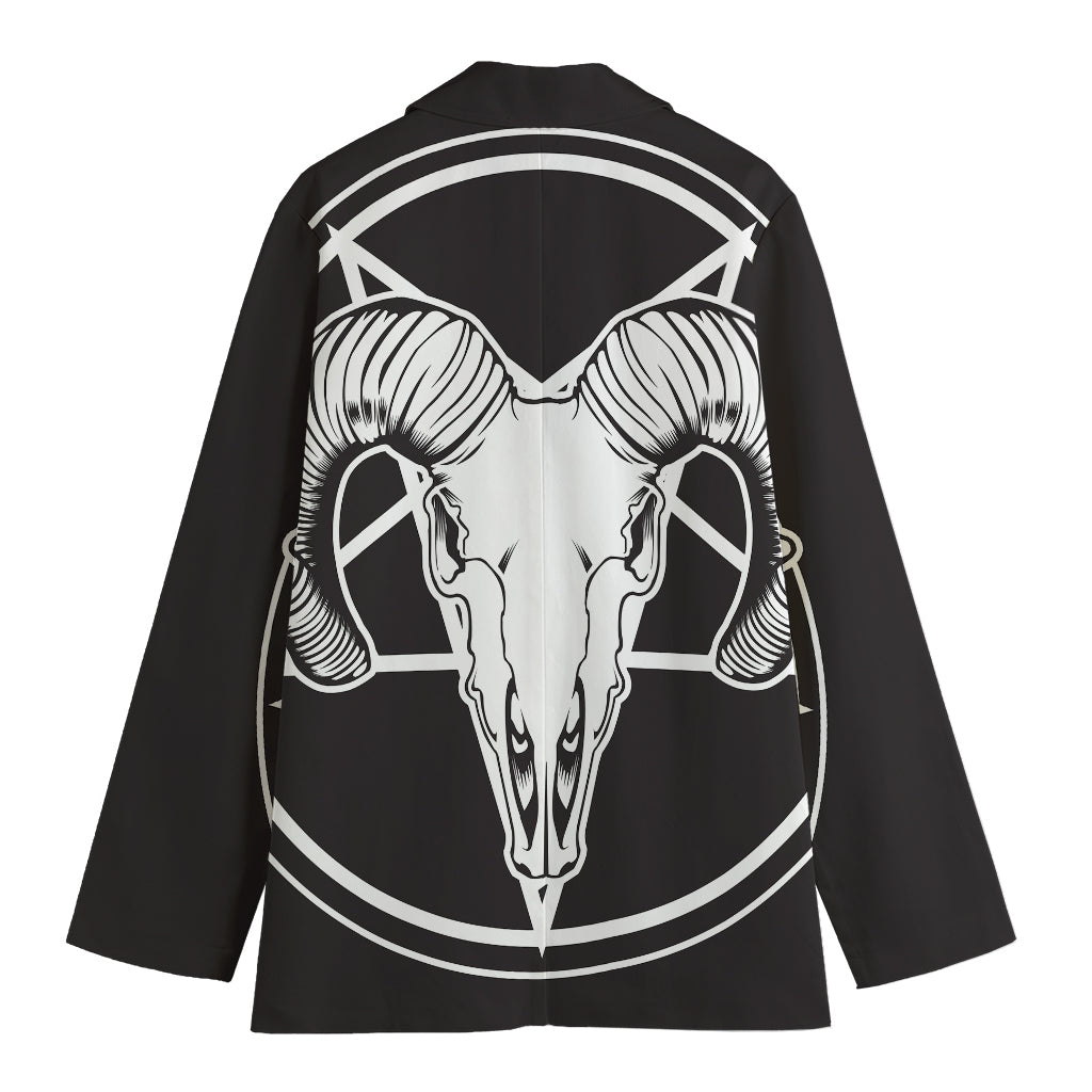 Satan Goat Skull Pentagram Print Women's Blazer