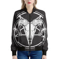 Satan Goat Skull Pentagram Print Women's Bomber Jacket