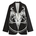 Satan Goat Skull Pentagram Print Women's Cotton Blazer