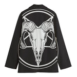Satan Goat Skull Pentagram Print Women's Cotton Blazer