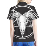 Satan Goat Skull Pentagram Print Women's Polo Shirt