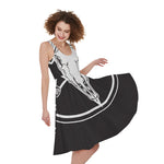 Satan Goat Skull Pentagram Print Women's Sleeveless Dress