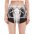 Satan Goat Skull Pentagram Print Women's Split Running Shorts