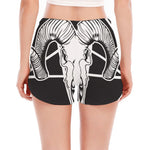 Satan Goat Skull Pentagram Print Women's Split Running Shorts