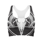 Satan Goat Skull Pentagram Print Women's Sports Bra