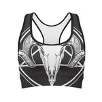 Satan Goat Skull Pentagram Print Women's Sports Bra