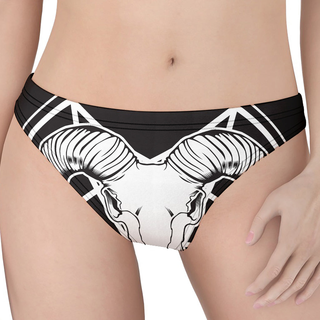 Satan Goat Skull Pentagram Print Women's Thong