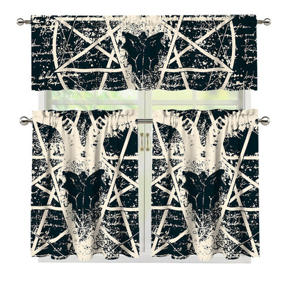 Satan Goat Skull Symbol Print 3 Piece Kitchen Curtains