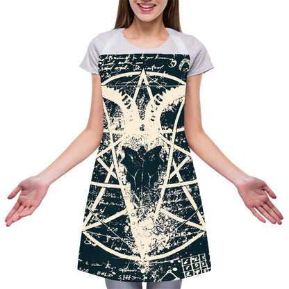 Satan Goat Skull Symbol Print Adjustable Apron