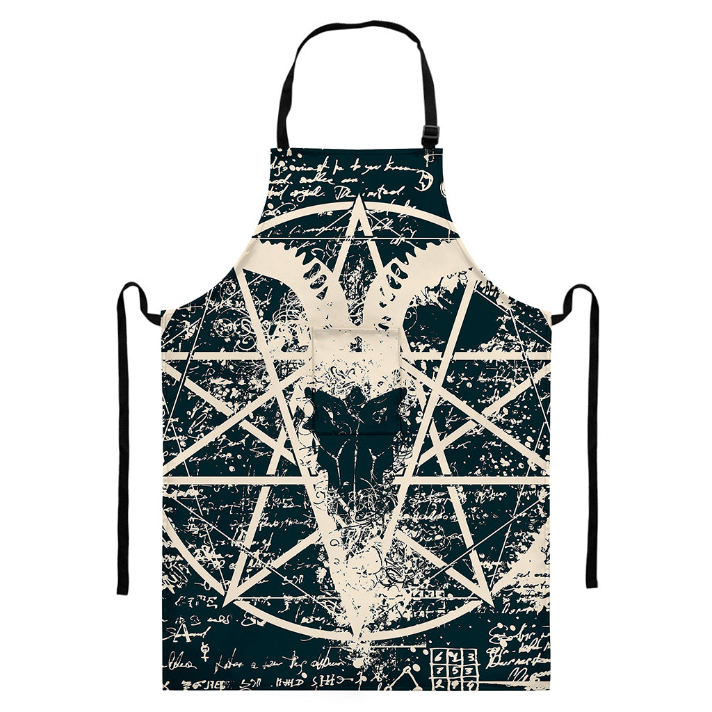Satan Goat Skull Symbol Print Bib Apron With Pocket