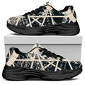 Satan Goat Skull Symbol Print Black Chunky Shoes