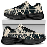 Satan Goat Skull Symbol Print Black Chunky Shoes