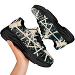 Satan Goat Skull Symbol Print Black Chunky Shoes