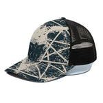 Satan Goat Skull Symbol Print Black Mesh Trucker Cap